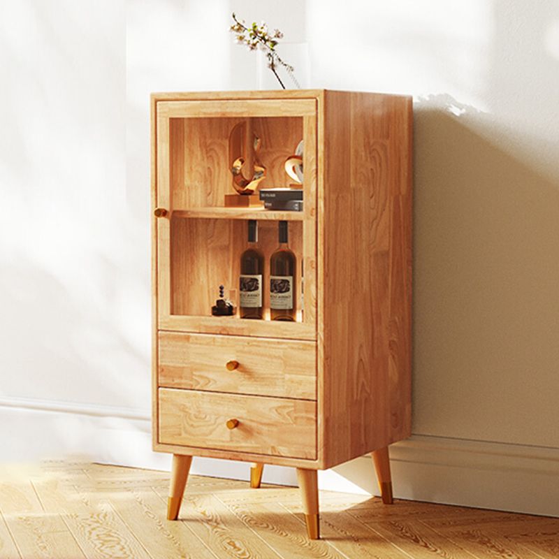 Modernist Cabinet Natural Finish Side Cabinet with Glass Paned