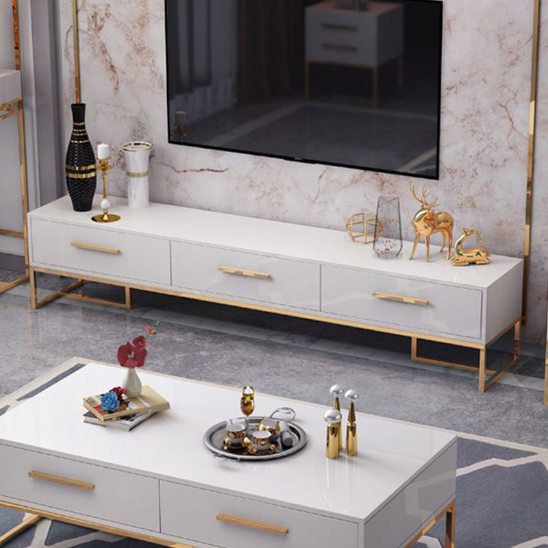 Glam TV Media Stand Glass Enclosed Storage TV Stand Console with Drawers Clearhalo 'furn' 'furn_tv_stands_entertainment_centers' 'Furniture' 'Living Room Furniture' 'TV Stands & Entertainment Centers' 'TV Stands & Media Storage Furniture' 'tv_stands_entertainment_centers' 1200x1200_87b8d9a1-0e01-4e0d-bc2b-06d81c90eb5b