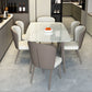 Modern Rectangular White Stone Top Dining Table with 4 Legs Base Clearhalo 'Dining Tables & Seating' 'Dining Tables' 'dining_table' 'furn' 'furn_dining_table' 'Furniture' 'Kitchen & Dining Furniture' 1200x1200_87b9bc0d-ff03-4d81-8b0f-0e32175d62b6