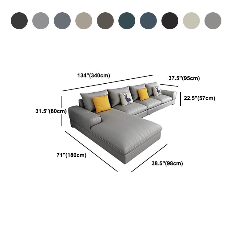 Section contemporaine en L avec oreiller en dos et bras encastrés pour 4 personnes