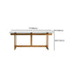 Clear Modern Rectangle Glass Dining Table with Solid Wood Trestle Base