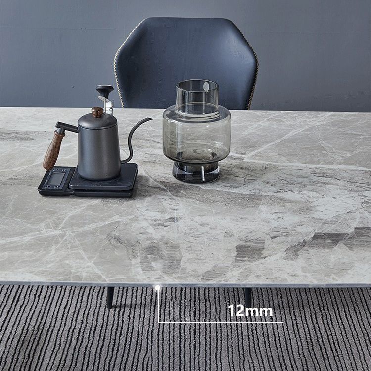 Minimalist Rectangle Sintered Stone Dining Table with Metal Base Dining Table for Restaurant Clearhalo ' dining_table' 'Dining Tables & Seating' 'Dining Tables' 'Furniture' 'furniture_dining_table' 'Kitchen & Dining Furniture' 'kitchen&dining_furn' 'kitchen' 'kitchen_dining_table' 1200x1200_87bf9814-8367-404e-9719-67232812a342