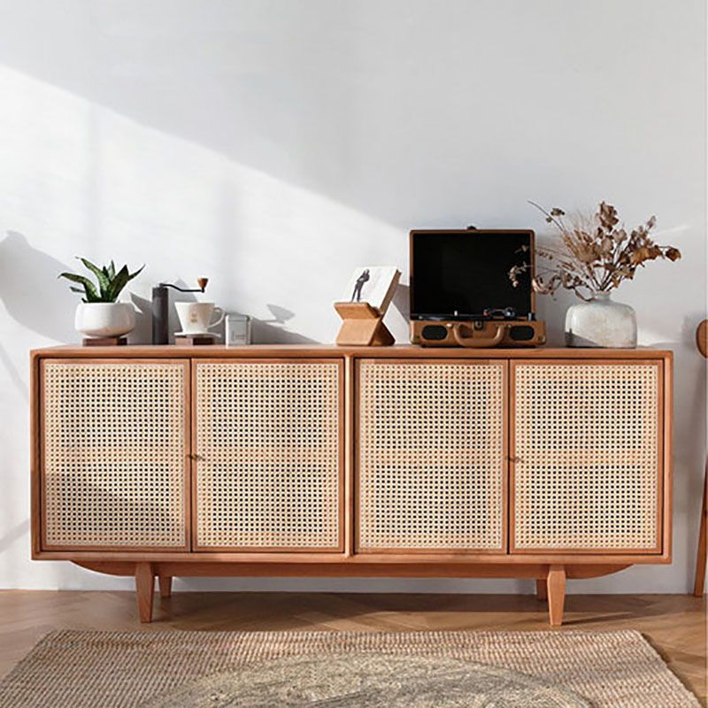 Rattan 4 porte buffet server da cucina in legno di altezza da 29 pollici per sala da pranzo