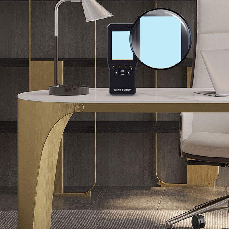 Stone Peninsula Office Desk 2 Drawers 27.56" Tall Writing Desk Clearhalo 'furn' 'furn_office_desk' 'Furniture' 'Office Desks' 'Office Furniture' 'office_desk' 1200x1200_87c08f17-639c-4794-98d2-6cc1193615ae