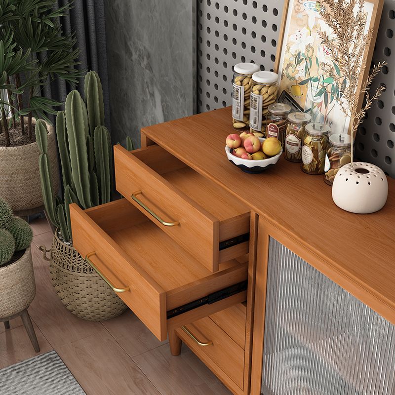 Two Doors Four Drawers Sideboard Brown 32-inch Height Buffet Table for Living Room Clearhalo 'buffet_sideboard' 'Buffets & Sideboards' 'furn' 'furn_buffet_sideboard' 'Furniture' 'Kitchen & Dining Furniture' 1200x1200_87c29c9e-1cee-433e-8f6f-6e9a5606d7f7