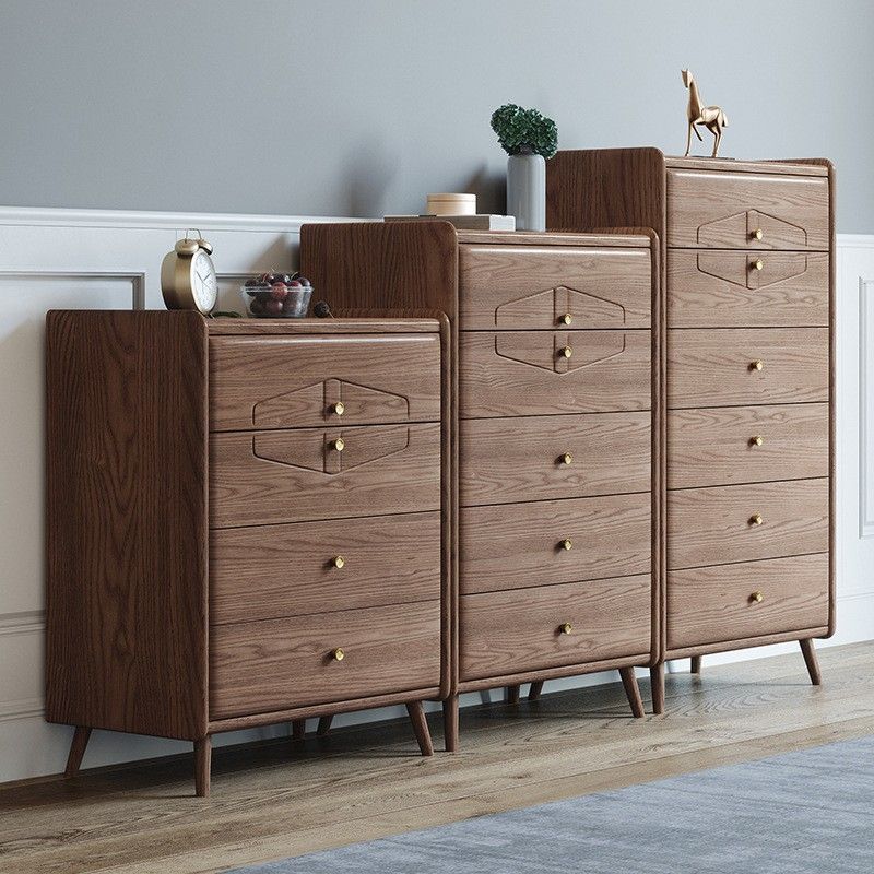 Coffre à accent brun moderne du milieu du siècle 25,4 "W coffre en bois avec tiroirs