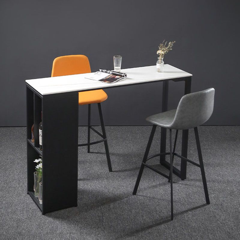 Industrial Black Iron Bar Table Faux Marble Top Rectangle Indoor 41.3"H Bistro Table Clearhalo 'Bar Furniture' 'Bar Tables' 'bar_tables' 'furn' 'furn_bar_tables' 'Furniture' 'furniture_bar_tables' 'Kitchen & Dining Furniture' 'kitchen&dining_furn' 'kitchen' 1200x1200_87c585cc-15ba-49e6-bdd7-0f07153f48a3