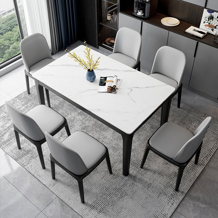 Mesa de comedor con base de madera maciza, mesa de comedor moderna rectangular para comedor
