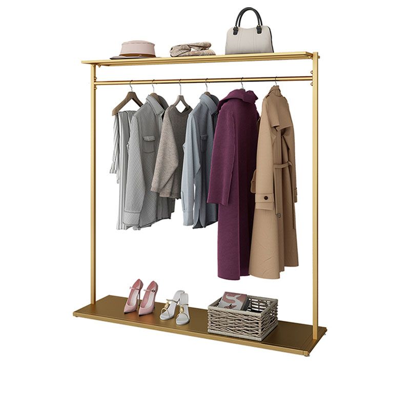 Rack de manteau simple pure couleur métallique en manteau autoportant avec étagères avec étagères