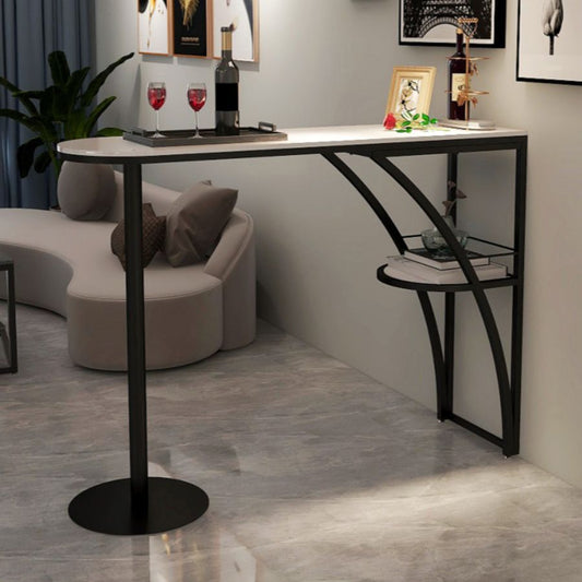 Modern White Wood Bar Table with Specialty Table Top Black Pedestal Table - 42" H Clearhalo 'Bar Furniture' 'Bar Tables' 'bar_tables' 'furn' 'furn_bar_tables' 'Furniture' 'furniture_bar_tables' 'Kitchen & Dining Furniture' 1200x1200_87c79547-a893-456b-b250-0a8f4e89e771