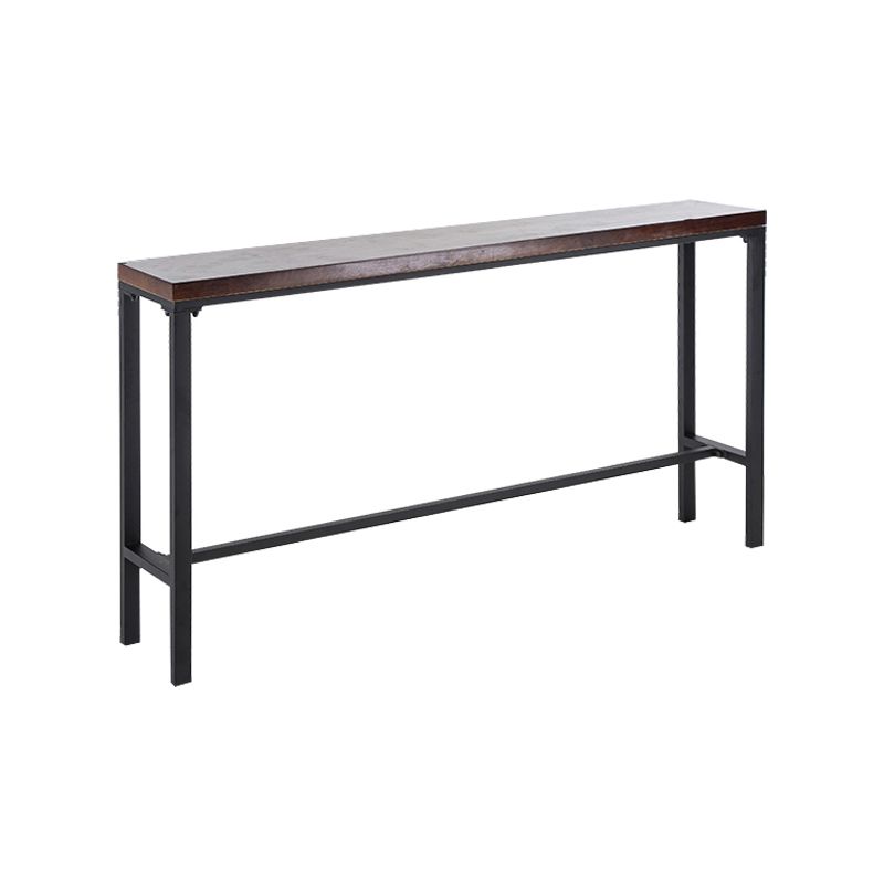 Contemporary Rectangle Bar Dining Table Wood Bar Height Table with Iron Base in Black Clearhalo 'Bar Furniture' 'Bar Tables' 'bar_tables' 'furn' 'furn_bar_tables' 'Furniture' 'furniture_bar_tables' 'Kitchen & Dining Furniture' 'kitchen&dining_furn' 'kitchen' 1200x1200_87c7ff89-d2c0-4d78-a90b-eed33aec6068