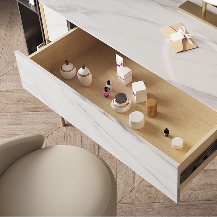 1 Storage Drawer Make-up Vanity Metal and Stone Dressing Table Clearhalo 'Bedroom Furniture' 'furn' 'furn_makeup_vanities' 'Furniture' 'Makeup Vanities' 'makeup_vanities' 1200x1200_87c80ff1-4929-4b2a-b1c1-1e461cdb056f