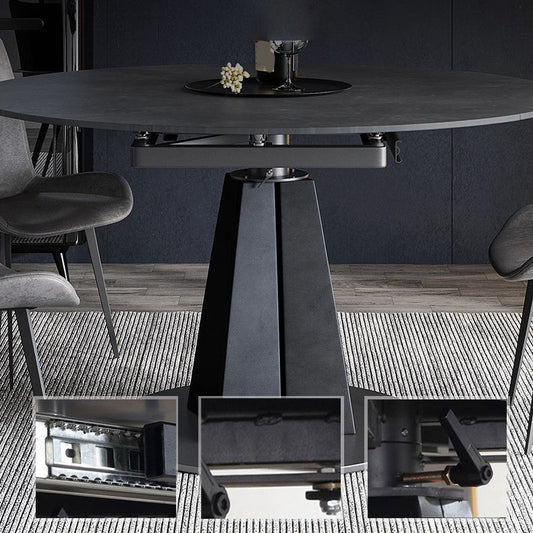 Stone Pedestal Table Contemporary Round Drop Leaf Dining Site Table