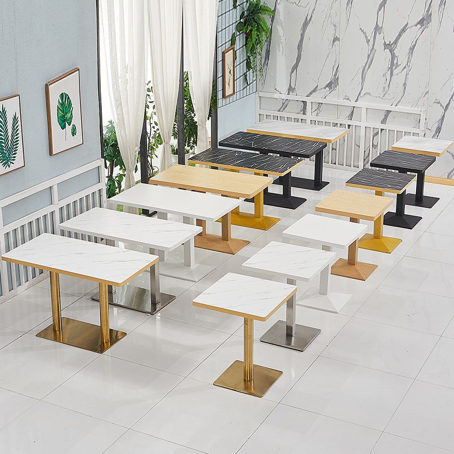 Wooden Dining Room Table for 2 Person with Metal Pedestal Base Clearhalo 'Dining Tables & Seating' 'Dining Tables' 'dining_table' 'furn' 'furn_dining_table' 'Furniture' 'Kitchen & Dining Furniture' 1200x1200_87c85d62-38f7-4ffa-b75a-789e1c73e298
