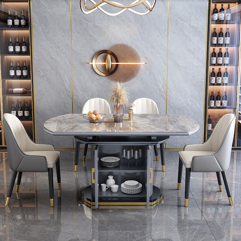 Tavolo da pranzo rotondo in pietra tradizionale tavolo da pranzo estesibile di lusso con base di piedistallo