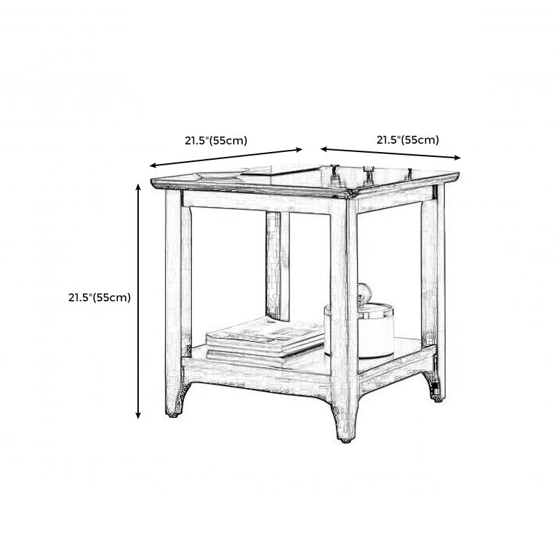 Country Double Tier Wood End Table 4 Legs Sofa Side Table with Shelf Clearhalo 'Coffee & Accent Tables' 'End & Side Tables' 'end_side_tables' 'furn' 'furn_end_side_tables' 'Furniture' 'Living Room Furniture' 1200x1200_87cfda15-4317-4ee9-9a2c-199c4c5f7a23