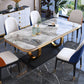 Traditional Luxury Sintered Stone Top Dining Table Rectangle Table with Metal Pedestal Clearhalo ' dining_table' 'Dining Tables & Seating' 'Dining Tables' 'furn' 'furn_dining_table' 'Furniture' 'furniture_dining_table' 'Kitchen & Dining Furniture' 'kitchen&dining_furn' 'kitchen' 'kitchen_dining_table' 1200x1200_87d0da7b-5814-4987-8f35-ba2cb4b263ab