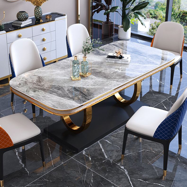 Traditional Luxury Sintered Stone Top Dining Table Rectangle Table with Metal Pedestal Clearhalo ' dining_table' 'Dining Tables & Seating' 'Dining Tables' 'furn' 'furn_dining_table' 'Furniture' 'furniture_dining_table' 'Kitchen & Dining Furniture' 'kitchen&dining_furn' 'kitchen' 'kitchen_dining_table' 1200x1200_87d0da7b-5814-4987-8f35-ba2cb4b263ab