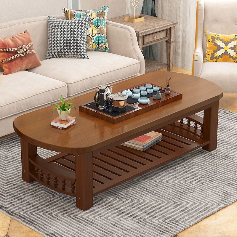20"H Contemporary Coffee Table Solid Wood Storage Cocktail Table