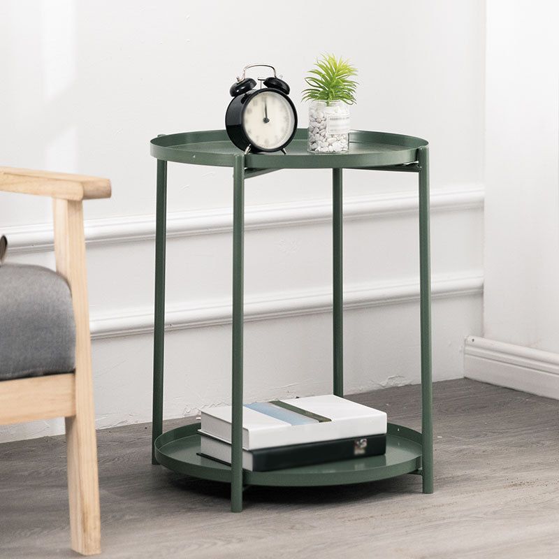 Salon scandinave table ronde de canapé-coffre table de plateau en métal