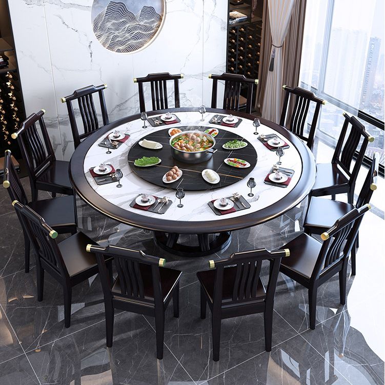 Round Dining Table with Wooden Pedestal Tradition Dinette Table for Home Clearhalo 'Dining Tables & Seating' 'Dining Tables' 'dining_table' 'furn' 'furn_dining_table' 'Furniture' 'Kitchen & Dining Furniture' 1200x1200_87d3e82f-b401-48c3-a206-c25def775a86