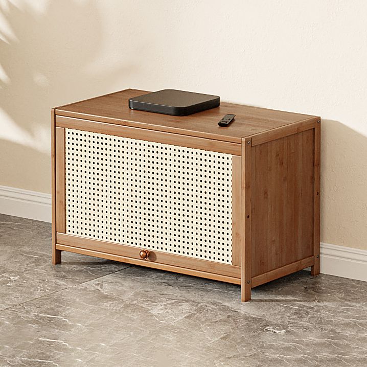 Console scandinave en bambou avec rangement fermé et portes