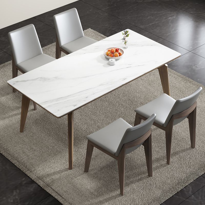 Modern 1/4/5 Pieces Dining Sintered Stone Dining Table Set with Wooden Legs for Home Clearhalo 'Dining Room Sets' 'Dining Tables & Seating' 'dining_room_set' 'furn' 'furn_dining_room_set' 'Furniture' 'furniture_dining_room_set' 'Kitchen & Dining Furniture' 'kitchen&dining_furn' 'kitchen' 1200x1200_87d45a66-2ecb-4acd-b2a3-34ed257f8568