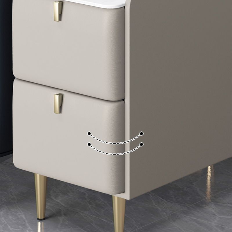 Modernistic Rectangular Slate Side Table 4 Legs End Table with Drawers