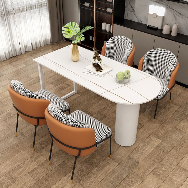 Contemporary Sintered Stone Dining Table Metal Dining Table with Double Pedestal Base Clearhalo 'Dining Tables & Seating' 'Dining Tables' 'dining_table' 'furn' 'furn_dining_table' 'Furniture' 'Kitchen & Dining Furniture' 1200x1200_87d4f7a4-3328-4f55-894b-de83182374ce