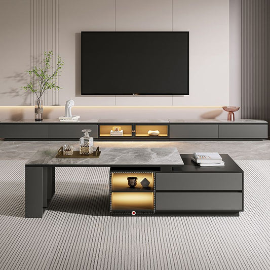 Mesa de cóctel rectangular piedra glam 1 mesa de café con almacenamiento