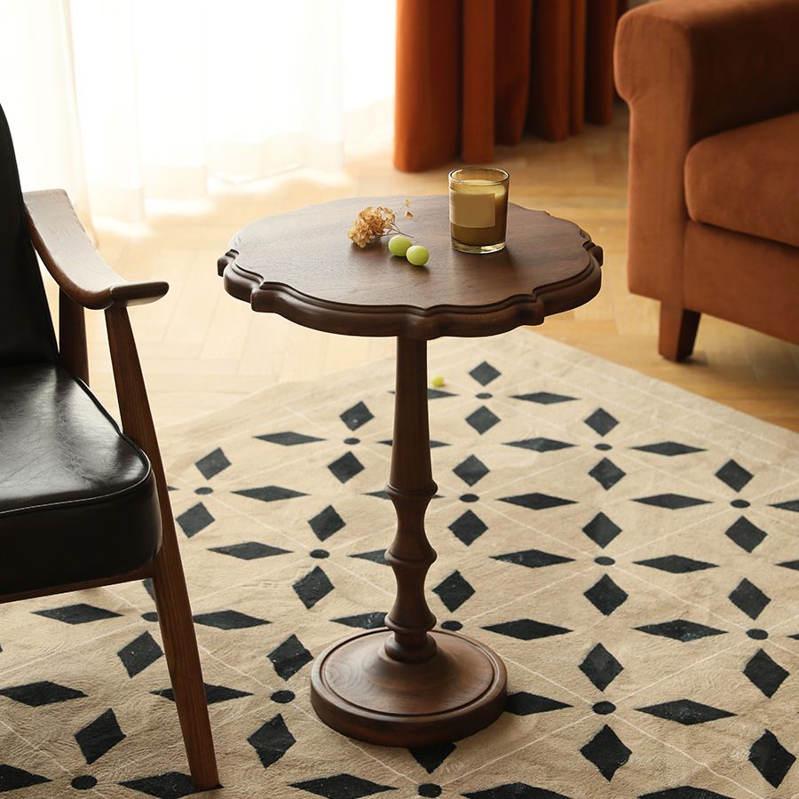 Tavolo rotondo in legno massiccio con base a base di piedistallo Base laterale in stile country francese