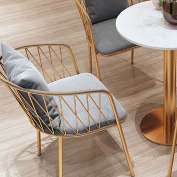 Glam Dinette Set para el hogar 1/2/3/5 piezas Mesa de comedor blanca con sillas de metal