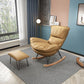 Modern Glider Chair Solid Color Faux Leather Rocking Chair with Cushions