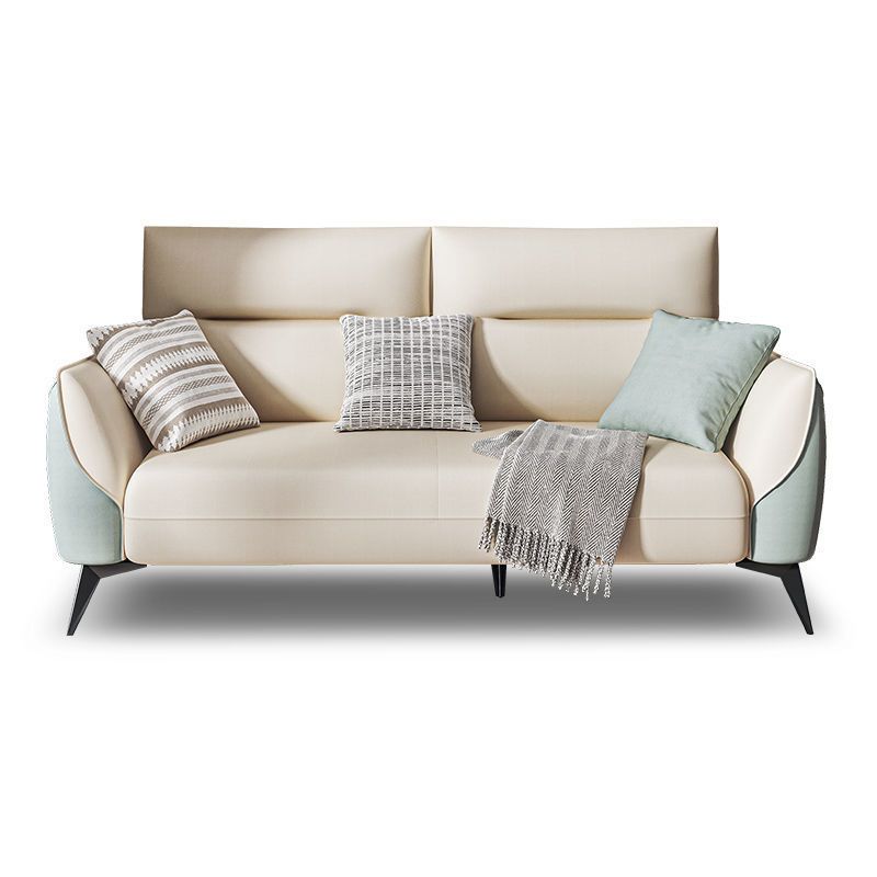 Contemporary Faux Leather Square Arm Sofa Standard Sofa with Sewn Pillow Back Clearhalo 'furn' 'furn_sofas' 'Furniture' 'furniture_sofas' 'Living Room Furniture' 'Sofa' 'sofas' 1200x1200_87da5650-9490-4036-9cb5-4aaacd1fff7f