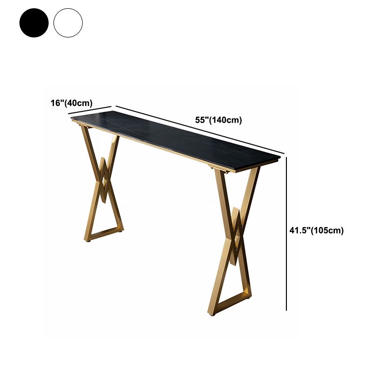 Tavolo da pub rettangolo glam in pietra sinterizzata tavolo da cocktail altezza con doppio piedistallo