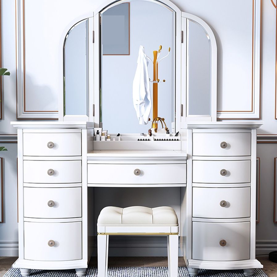 Tavolo da vanità contemporaneo e set di sgabelli a 9 cassetti trucco vanity desk