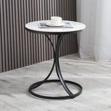 Modern Faux Marble Top End Table 21.6 "Tall Pedestal End Table