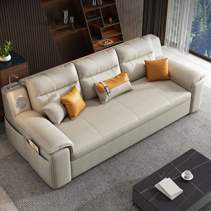 32"W Scandinavian Futon Sofa Bed Leather White Futon Sleeper Sofa Clearhalo 'furn' 'furn_futons' 'Furniture' 'Futons & Daybeds' 'Futons' 'Living Room Furniture' 1200x1200_87dcab0b-58f9-40db-a9ac-6d71bf45d935