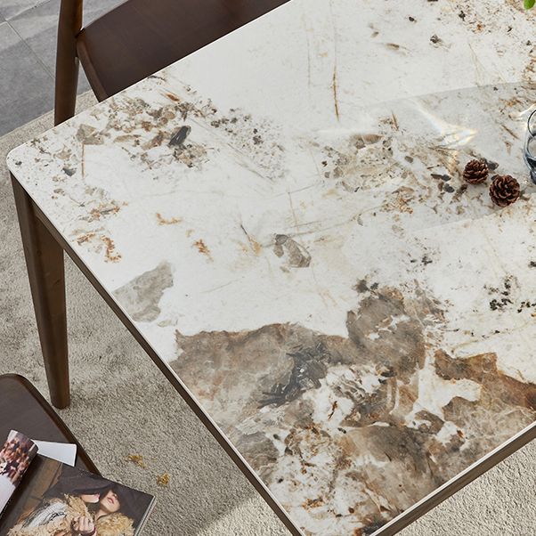 Rectangle Mid-Century Modern Dining Table Brown Tone Fixed Table with Sintered Stone Clearhalo ' dining_table' 'Dining Tables & Seating' 'Dining Tables' 'furn' 'furn_dining_table' 'Furniture' 'furniture_dining_table' 'Kitchen & Dining Furniture' 'kitchen&dining_furn' 'kitchen' 'kitchen_dining_table' 1200x1200_87df25fc-442c-4484-af84-ff2d67de2d3f