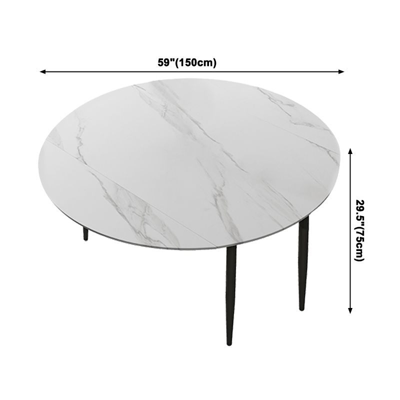 Modern Style Round 4 Legs Table Stone Dining Room Home Furniture with Drop-Leaf Clearhalo ' dining_table' 'Dining Tables & Seating' 'Dining Tables' 'furn' 'furn_dining_table' 'Furniture' 'furniture_dining_table' 'Kitchen & Dining Furniture' 'kitchen&dining_furn' 'kitchen' 'kitchen_dining_table' 1200x1200_87e187dc-124b-4385-a031-3579647ca431