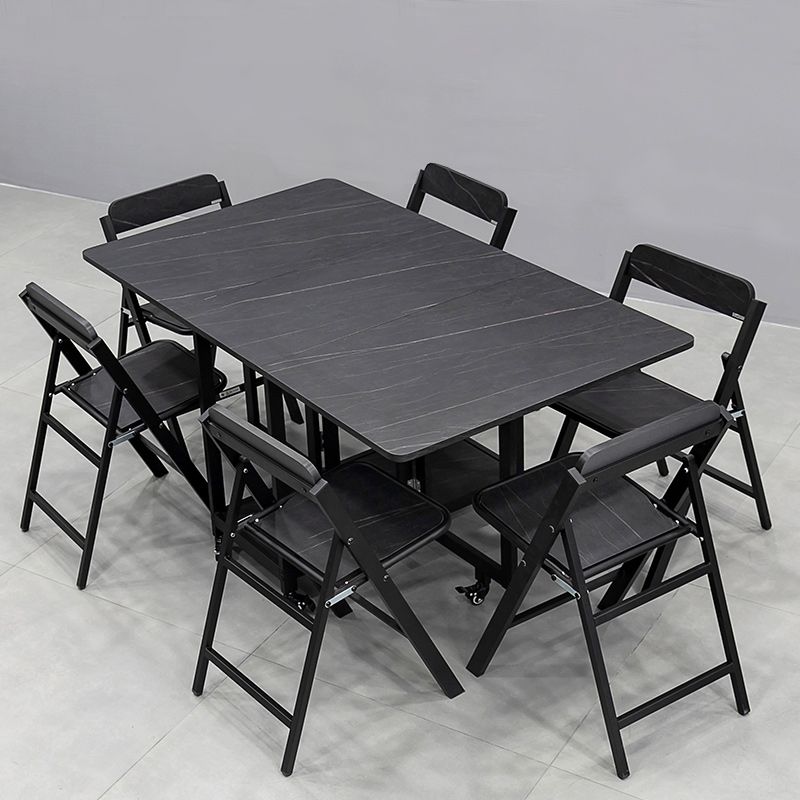 Modern 1/2/5/7 Pieces Foldable Dinette Set Black Wood Dining Table Set for Kitchen Clearhalo 'Dining Room Sets' 'Dining Tables & Seating' 'dining_room_set' 'furn' 'furn_dining_room_set' 'Furniture' 'furniture_dining_room_set' 'Kitchen & Dining Furniture' 1200x1200_87e425e0-21c5-4226-adc9-38a67b1e5b6f