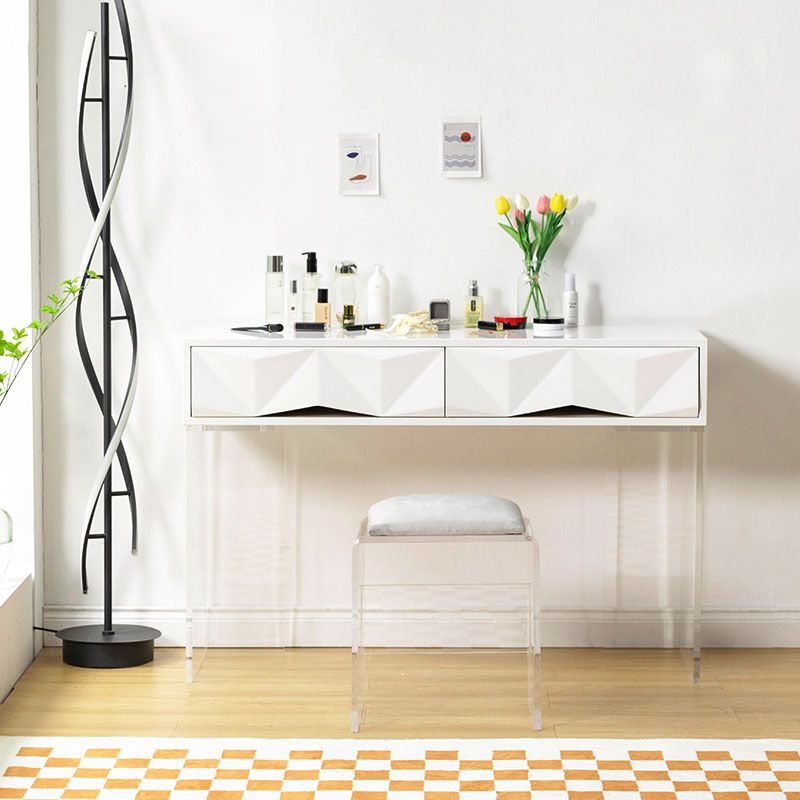 Modern Makeup Dressing Table Stool Set with 1/2 Storage Drawers Clearhalo 'Bedroom Furniture' 'furn' 'furn_makeup_vanities' 'Furniture' 'Makeup Vanities' 'makeup_vanities' 1200x1200_87e5fcbe-2ef4-47b2-9712-f750b30e7960