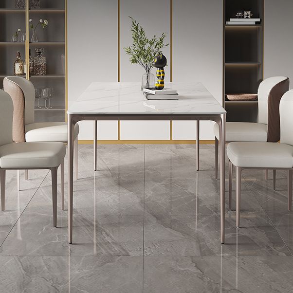 Sintered Stone Top Luxury White Table for Restaurant Rectangle Dining Table with 4 Legs Clearhalo 'Dining Tables & Seating' 'Dining Tables' 'dining_table' 'Furniture' 'furniture_dining_table' 'Kitchen & Dining Furniture' 1200x1200_87e67c68-2d1a-49db-98c7-b28dad372b6e