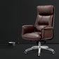 Executive Swivel Office Chair Modern Faux Leather Arm Chair with Wheels