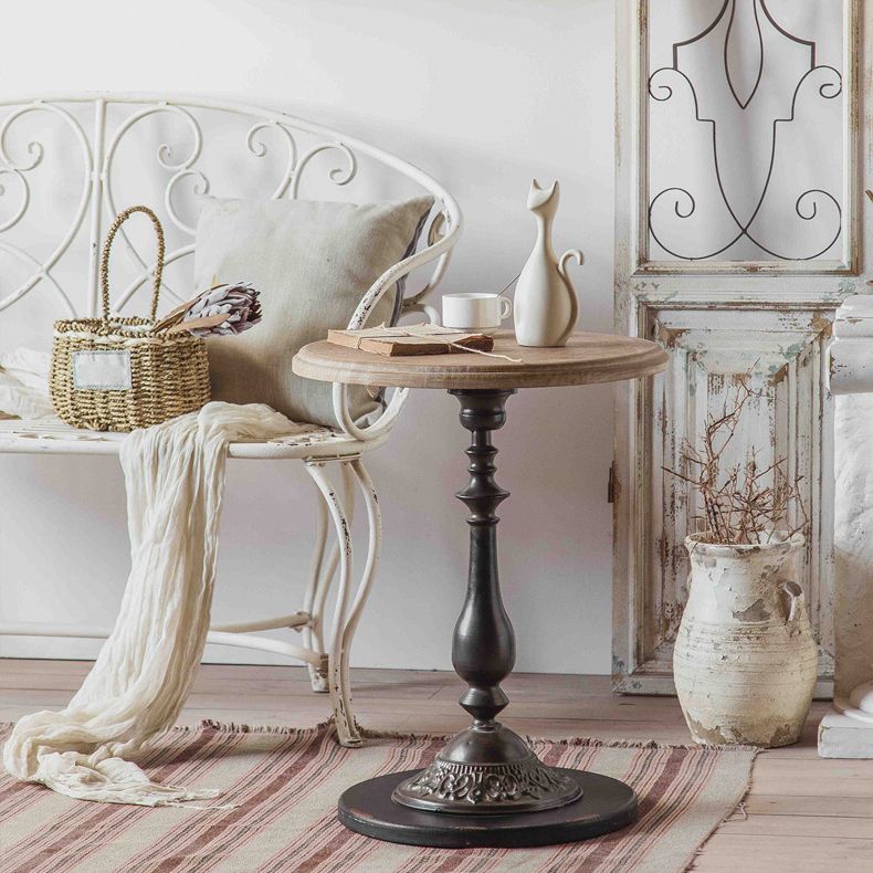 Tavolo da divano rotondo in metallo in metallo in stile rustico largo 19,69 pollici