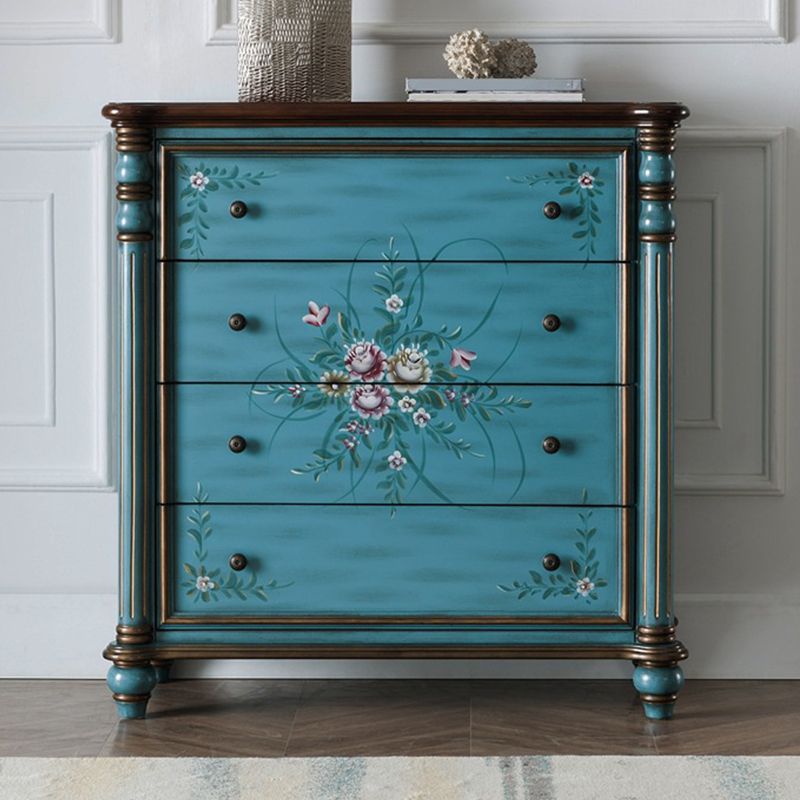 Commode de rangement en bois de commode traditionnelle ornée avec tiroirs pour chambre à coucher
