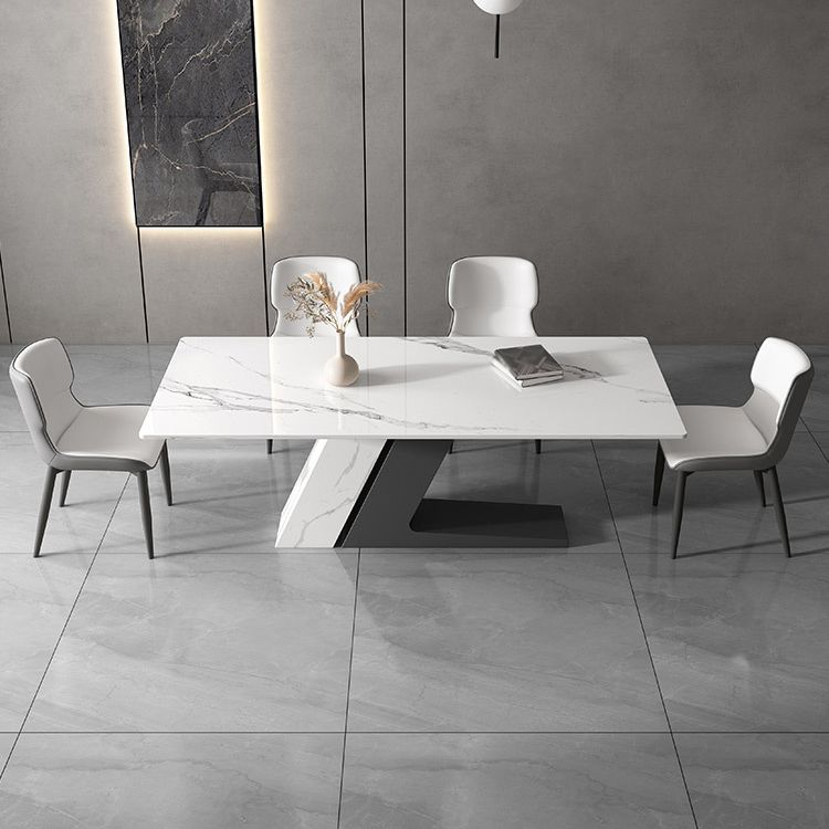 Modern Sintered Stone Top Dining Set Rectangle 1/2/5/7 Pieces Dining Table Set Clearhalo 'Dining Room Sets' 'Dining Tables & Seating' 'dining_room_set' 'furn' 'furn_dining_room_set' 'Furniture' 'Kitchen & Dining Furniture' 1200x1200_87fb3e9e-d89a-4508-bc97-850c3da04f51