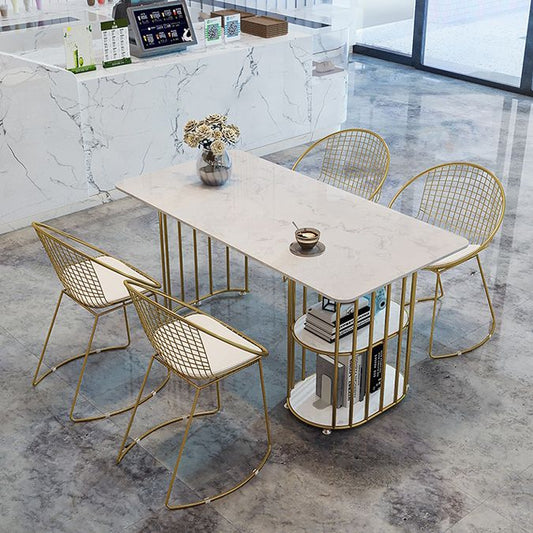 Nordic 1/2/4/5 pezzi Set da pranzo Tavolo da pranzo in pietra rettangolare per sala da pranzo