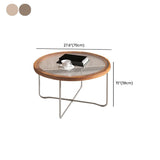 Round Glass Top Coffee Table Set Frame Cocktail Table with Wood Accent Clearhalo 'Coffee & Accent Tables' 'Coffee Tables' 'coffee_tables' 'furn' 'furn_coffee_tables' 'Furniture' 'Living Room Furniture' 1200x1200_87fcae74-7e2b-40cf-8c94-f287f36b0625