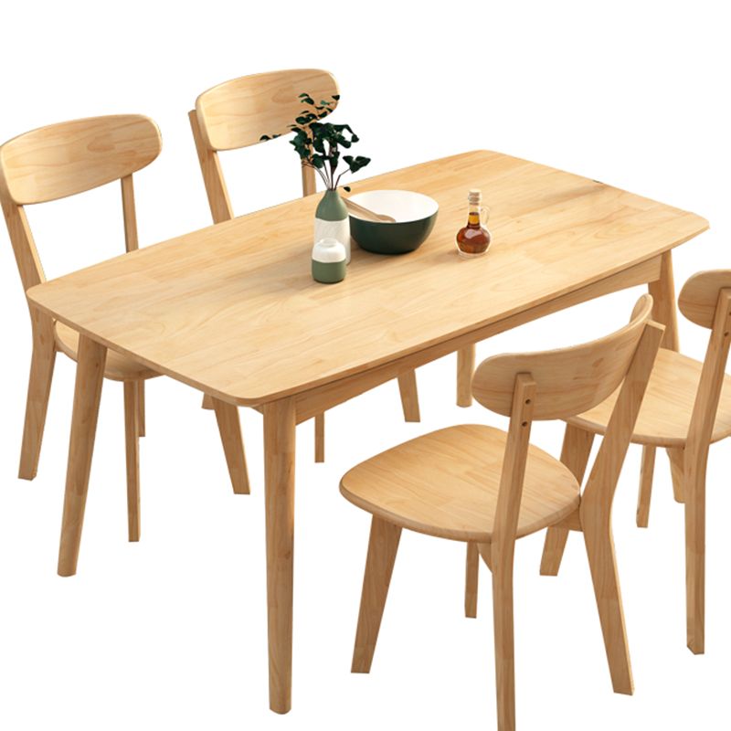 Modern Rubberwood Solid Wood Dining Table Brown Rectangle Table with 4 Legs for Home Clearhalo ' dining_table' 'Dining Tables & Seating' 'Dining Tables' 'furn' 'furn_dining_table' 'Furniture' 'furniture_dining_table' 'Kitchen & Dining Furniture' 'kitchen&dining_furn' 'kitchen' 'kitchen_dining_table' 1200x1200_87fd3e4f-85cd-403d-b438-84047017de26